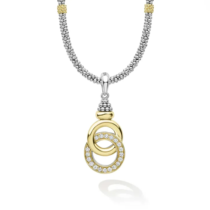 LAGOS Signature Caviar TwoTone Interlocking Diamond Pendant Necklace Necklaces LAGOS Signature Caviar TwoTone Interlocking Diamond Pendant Necklace Necklaces