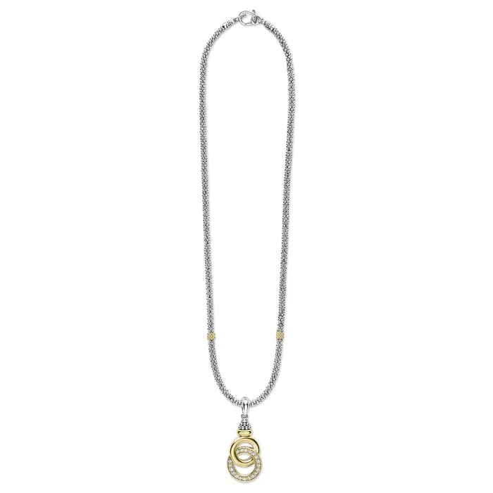 LAGOS Signature Caviar TwoTone Interlocking Diamond Pendant Necklace Necklaces
