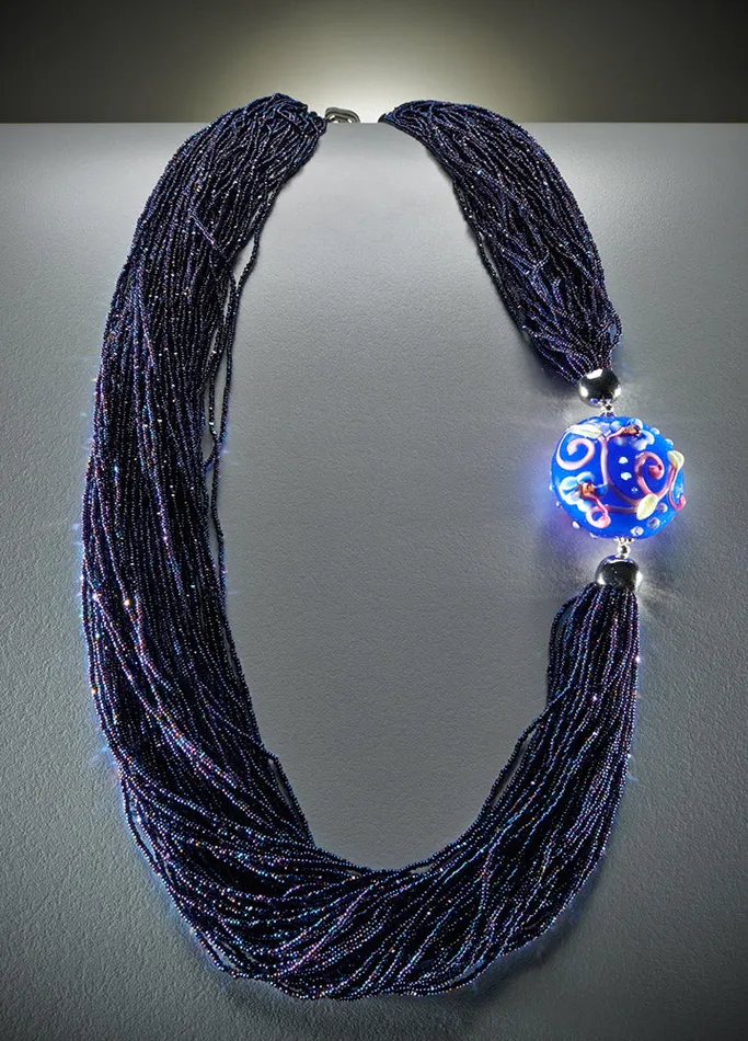 Luminosa Necklace with bead Indigo Milan Manuela Necklaces