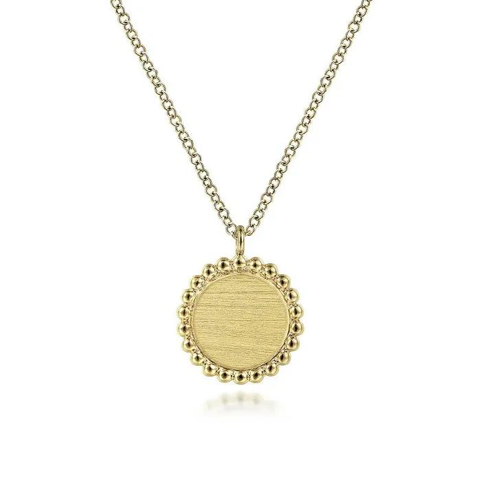 Necklaces GABRIEL CO 14K Yellow Gold Round Pendant Necklace with Bujukan Bead Frame Necklaces GABRIEL CO 14K Yellow Gold Round Pendant Necklace with Bujukan Bead Frame