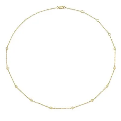Necklaces SHY CREATIONS Shy Creation Diamond Station Necklace 15 ct tw Round 14K Yellow Gold Necklaces SHY CREATIONS Shy Creation Diamond Station Necklace 15 ct tw Round 14K Yellow Gold