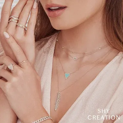 Necklaces SHY CREATIONS Shy Creation Diamond Station Necklace 15 ct tw Round 14K Yellow Gold Necklaces SHY CREATIONS Shy Creation Diamond Station Necklace 15 ct tw Round 14K Yellow Gold