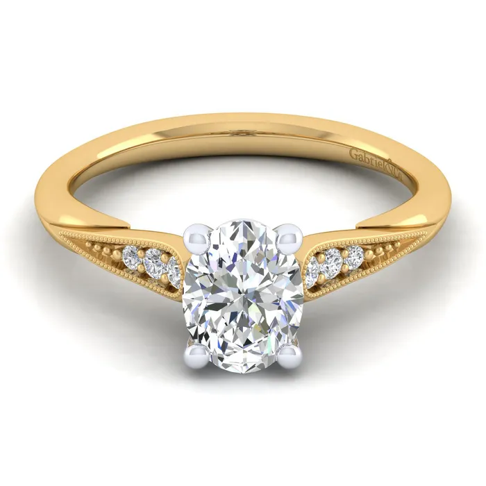 Rings GABRIEL CO 14K WhiteYellow Gold Oval Diamond Engagement Ring Setting Only