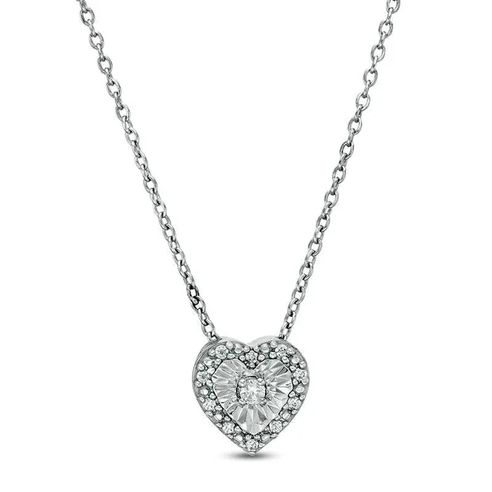 005 CT TW Natural Diamond HeartShaped Frame Necklace in Sterling Silver Goldia Necklaces 005 CT TW Natural Diamond HeartShaped Frame Necklace in Sterling Silver Goldia Necklaces