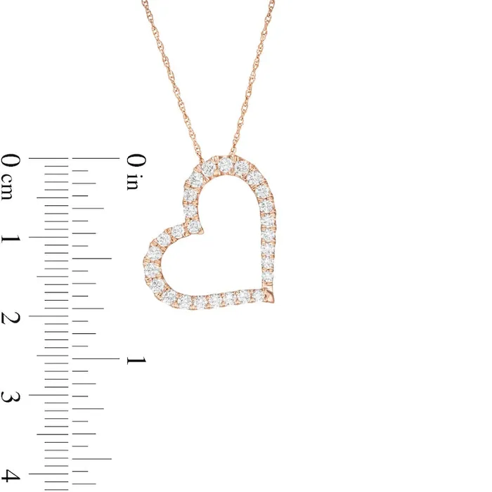 063 CT TW Natural Diamond Tilted Heart Necklace in 10K Rose Gold Goldia Necklaces 063 CT TW Natural Diamond Tilted Heart Necklace in 10K Rose Gold Goldia Necklaces