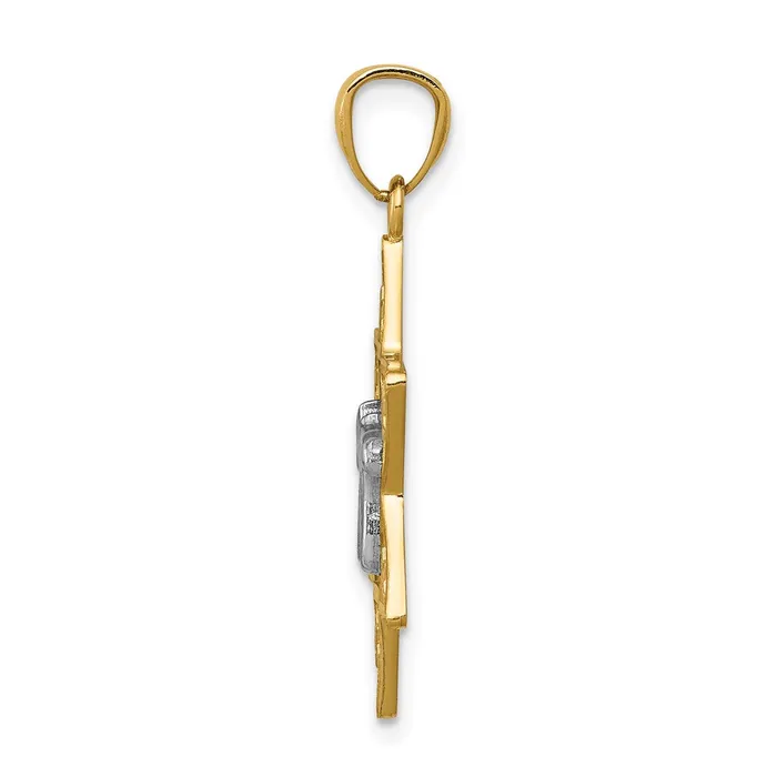14k Twotone Gold Gold Polished Star of David wChai Pendant Goldia Necklaces