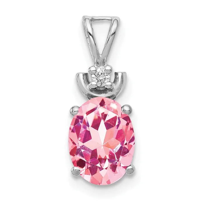 14k White Gold 8x6mm Oval Pink Tourmaline AAA Diamond Pendant Goldia Necklaces 14k White Gold 8x6mm Oval Pink Tourmaline AAA Diamond Pendant Goldia Necklaces