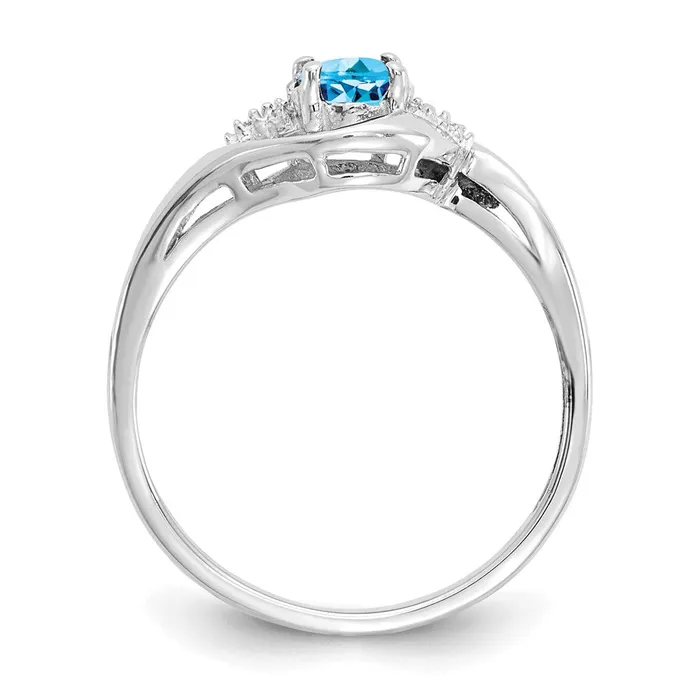 14k White Gold Blue Topaz and Real Diamond Ring Goldiacom Rings
