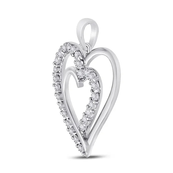 14k White Gold Round Diamond Heart Pendant 110 Cttw gndatlanta Necklaces 14k White Gold Round Diamond Heart Pendant 110 Cttw gndatlanta Necklaces