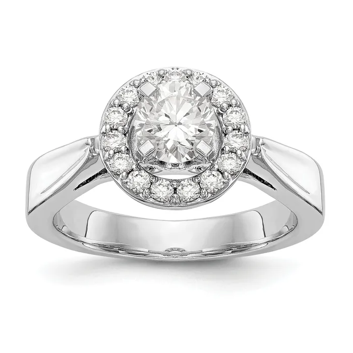 14K White Gold Round Simulated Diamond Halo Engagement Ring Goldiacom Rings