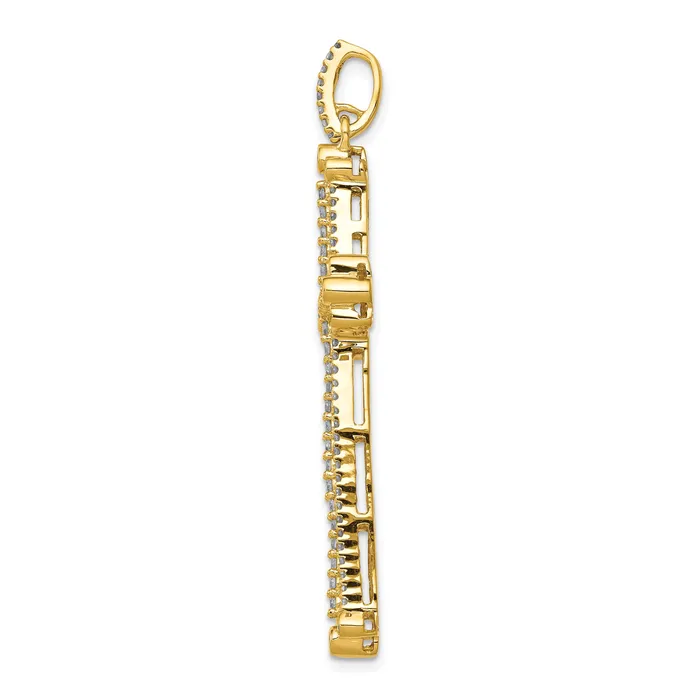 14k Yellow Gold 1 Ct Lab Grown Diamond VSSI G Budded Fancy Cross Pendant Goldia Necklaces