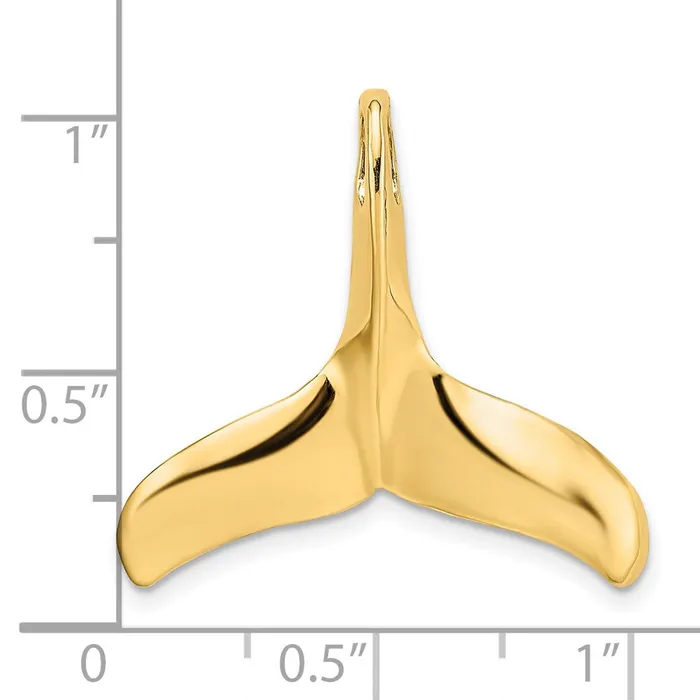 14k Yellow Gold 3D PolishedTextured Whale Tail Charm Goldia Charm Necklaces