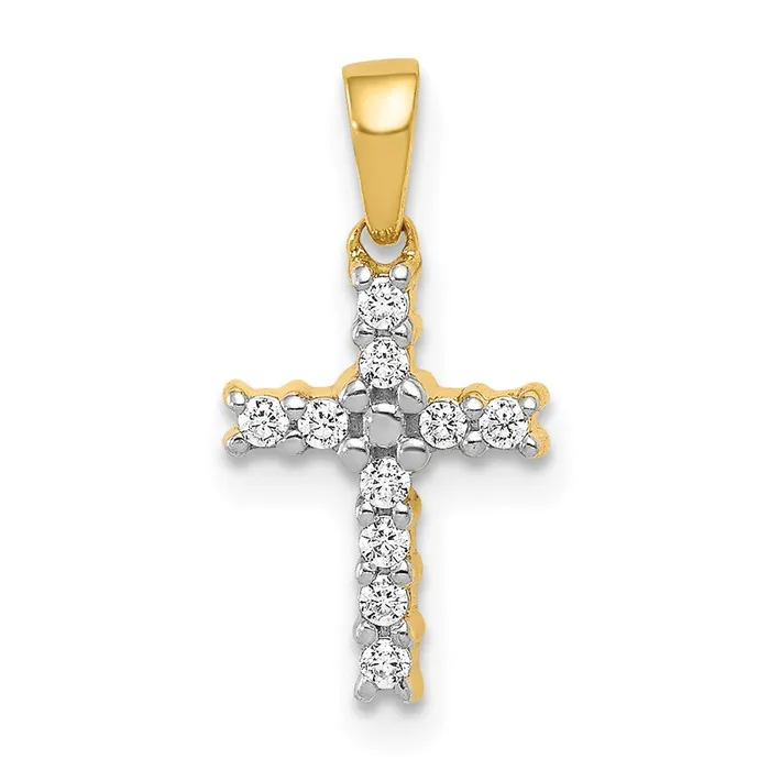 14k Yellow Gold and Rhodium 110ct Real Diamond Latin Cross Pendant Goldia Necklaces 14k Yellow Gold and Rhodium 110ct Real Diamond Latin Cross Pendant Goldia Necklaces