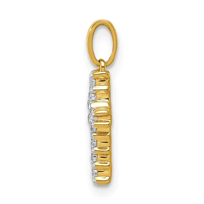 14k Yellow Gold and Rhodium 110ct Real Diamond Latin Cross Pendant Goldia Necklaces