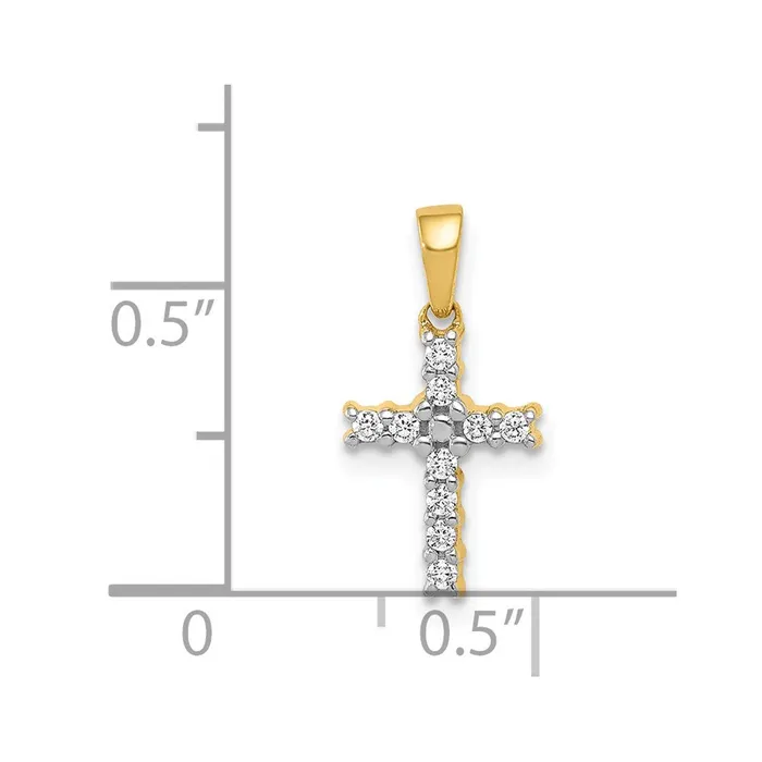 14k Yellow Gold and Rhodium 110ct Real Diamond Latin Cross Pendant Goldia Necklaces