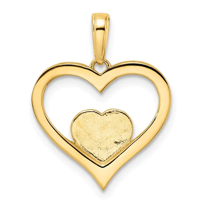14k Yellow u0026 Rhodium Gold and White Rhodium Diamondcut Heart Inside Heart Pendant Goldia Necklaces