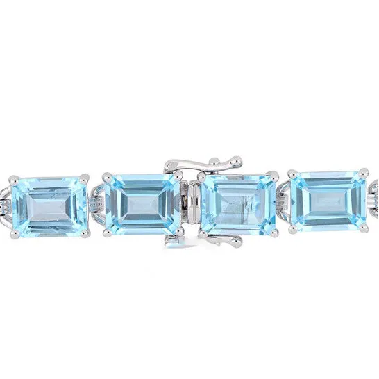 Bracelets Original AMOUR 59 34 CT TGW Emeraldcut Skyblue Topaz Tennis Bracelet In Sterling Silver JMS always