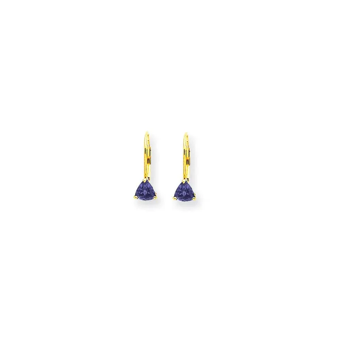Earrings 14k Yellow Gold 5mm Tanzanite leverback earring Goldia