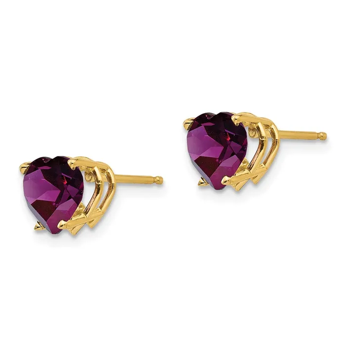 Earrings Goldia 14k Yellow Gold 7mm Heart Rhodolite Garnet earring