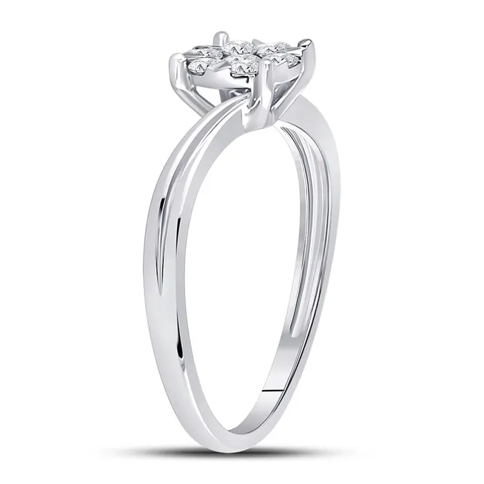 gndatlanta 14k White Gold Round Diamond Flower Cluster Ring 13 Cttw Rings