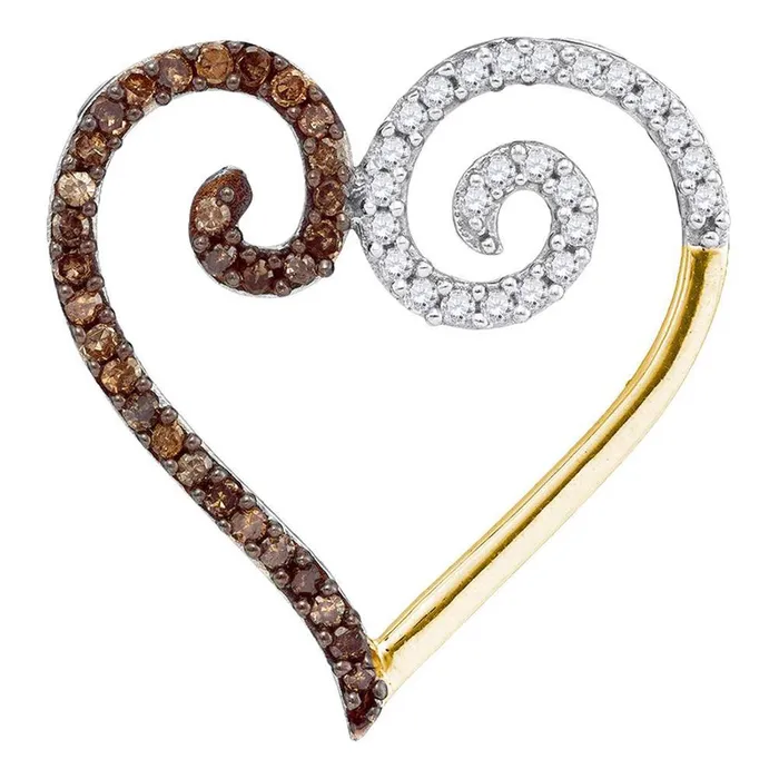 gndatlanta Necklaces 10k Yellow Gold Round Brown Diamond Heart Pendant 14 Cttw gndatlanta Necklaces 10k Yellow Gold Round Brown Diamond Heart Pendant 14 Cttw
