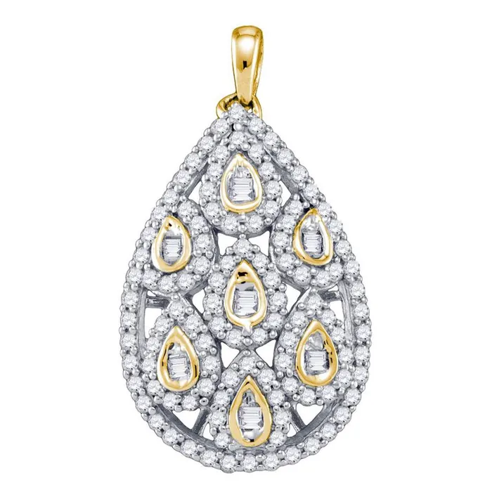 gndatlanta Necklaces 10k Yellow Gold Round Diamond Pear Teardrop Pendant 1 Cttw gndatlanta Necklaces 10k Yellow Gold Round Diamond Pear Teardrop Pendant 1 Cttw