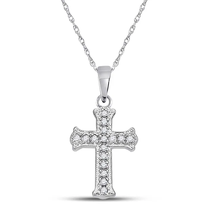 gndatlanta Necklaces 14k White Gold Round Diamond Cross Pendant 112 Cttw