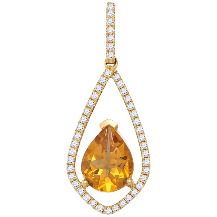 gndatlanta Necklaces 14k Yellow Gold Pear Citrine Diamond Teardrop Pendant 112 Cttw gndatlanta Necklaces 14k Yellow Gold Pear Citrine Diamond Teardrop Pendant 112 Cttw