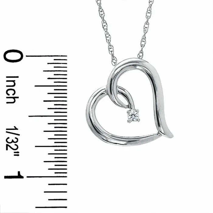 Goldia 005 CT Natural Diamond Solitaire Tilted Heart Pendant in Sterling Silver Necklaces Goldia 005 CT Natural Diamond Solitaire Tilted Heart Pendant in Sterling Silver Necklaces