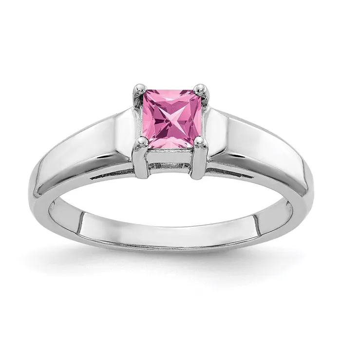 Goldia 14k White Gold 4mm Princess Cut Pink Sapphire ring Rings
