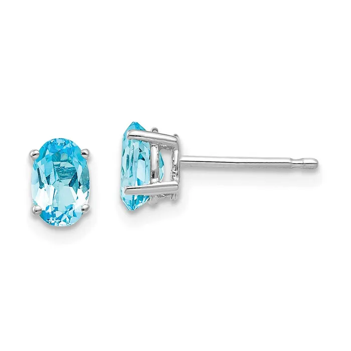 Goldia 14k White Gold 6x4mm Oval Blue Topaz Earrings Earrings