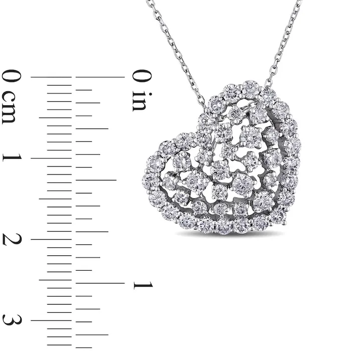 Goldia 2 CT TW Natural Diamond Scattered Tilted Heart Pendant in 14K White Gold HSI2 Necklaces Goldia 2 CT TW Natural Diamond Scattered Tilted Heart Pendant in 14K White Gold HSI2 Necklaces