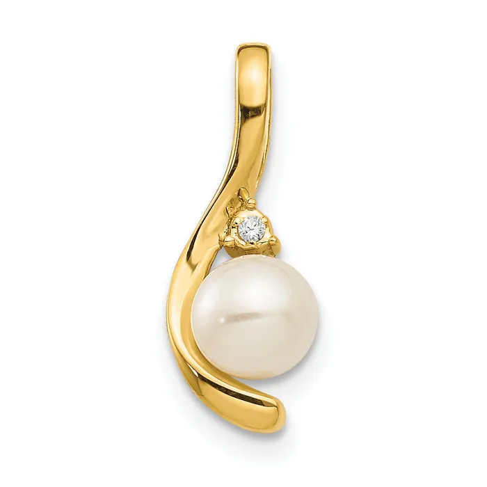 Goldiacom Necklaces 14K Diamond and FW Cultured Pearl Pendant