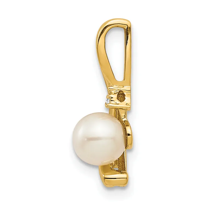 Goldiacom Necklaces 14K Diamond and FW Cultured Pearl Pendant