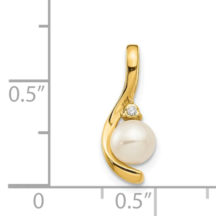 Goldiacom Necklaces 14K Diamond and FW Cultured Pearl Pendant