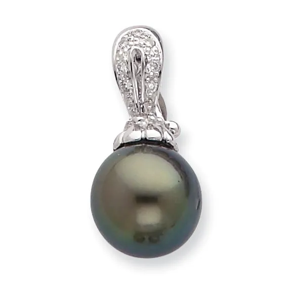 Goldiacom Necklaces 14k WG 10 11mm Round Saltwater Cultured Tahitian Pearl 05ct Dia Pendant Goldiacom Necklaces 14k WG 10 11mm Round Saltwater Cultured Tahitian Pearl 05ct Dia Pendant