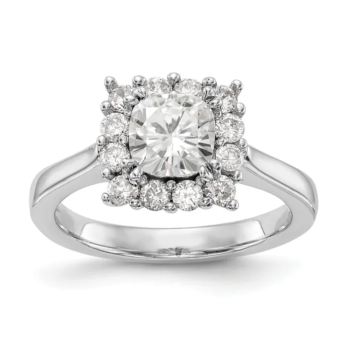 Goldiacom Rings 14k White Gold Cushion Halo Engagement Simulated Diamond Ring
