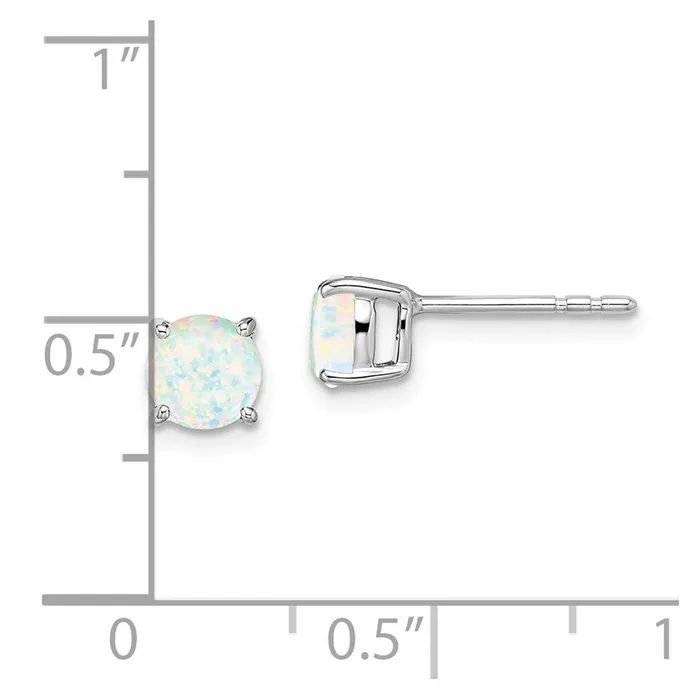 Goldia Earrings 14k White Gold Round Created Opal Earrings