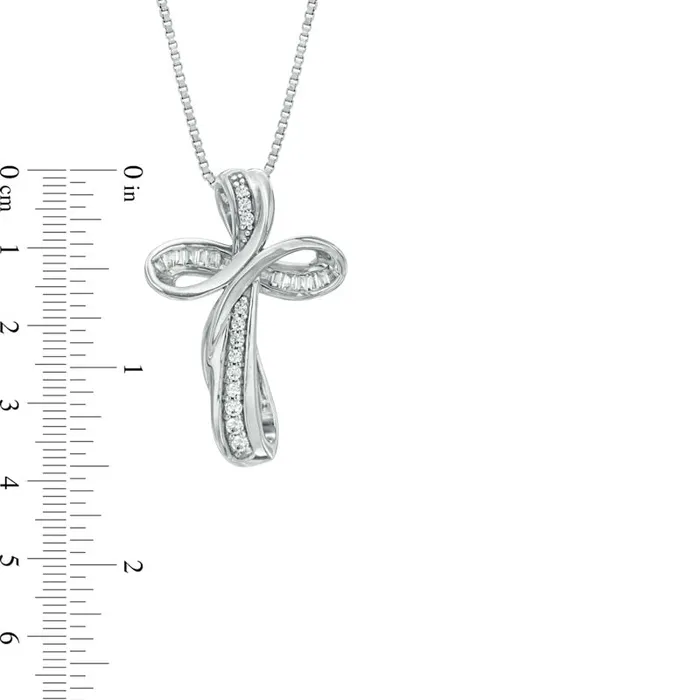 Goldia Necklaces 01 CT TW Natural Diamond Looped Cross Pendant in Sterling Silver Goldia Necklaces 01 CT TW Natural Diamond Looped Cross Pendant in Sterling Silver