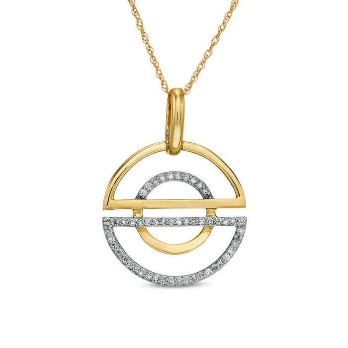 Goldia Necklaces 01 CT TW Natural Diamond Split Circle Pendant in 10K Yellow Gold Goldia Necklaces 01 CT TW Natural Diamond Split Circle Pendant in 10K Yellow Gold