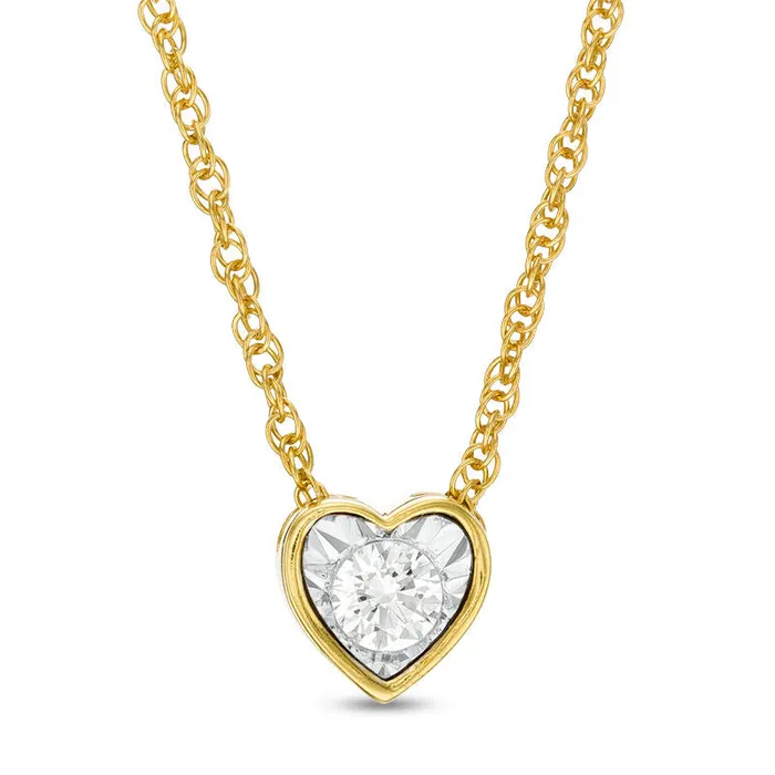 Goldia Necklaces 017 CT Natural Clarity Enhanced Solitaire HeartShaped Pendant in 10K Yellow Gold Goldia Necklaces 017 CT Natural Clarity Enhanced Solitaire HeartShaped Pendant in 10K Yellow Gold