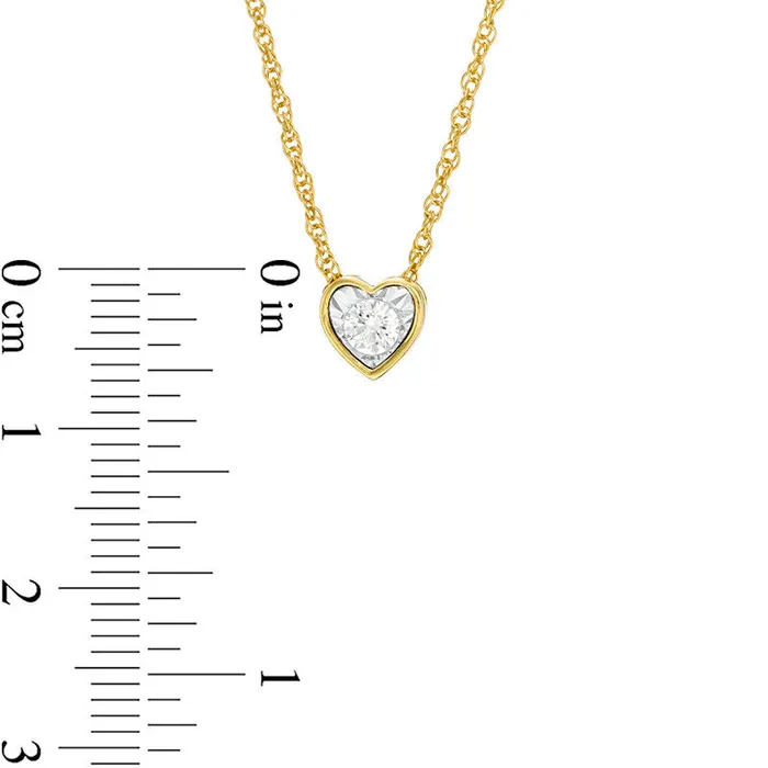 Goldia Necklaces 017 CT Natural Clarity Enhanced Solitaire HeartShaped Pendant in 10K Yellow Gold Goldia Necklaces 017 CT Natural Clarity Enhanced Solitaire HeartShaped Pendant in 10K Yellow Gold