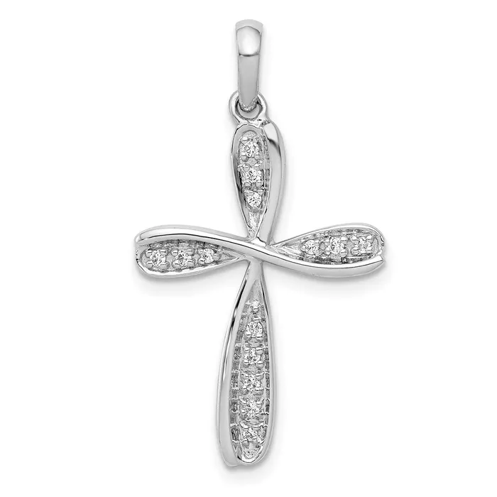 Goldia Necklaces 14k White Gold 115ct Real Diamond Cross Pendant