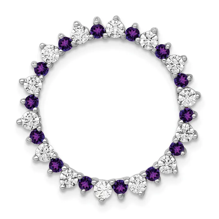 Goldia Necklaces 14k White Gold Real Diamond 42 Amethyst Fancy Circle Chain Slide Goldia Necklaces 14k White Gold Real Diamond 42 Amethyst Fancy Circle Chain Slide
