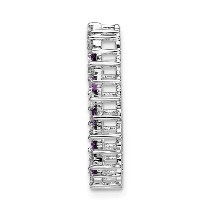 Goldia Necklaces 14k White Gold Real Diamond 42 Amethyst Fancy Circle Chain Slide