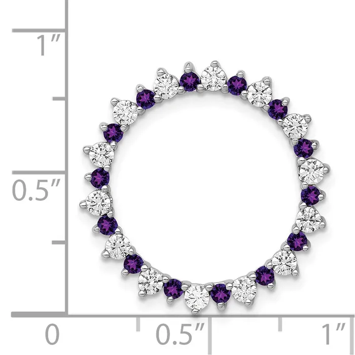 Goldia Necklaces 14k White Gold Real Diamond 42 Amethyst Fancy Circle Chain Slide