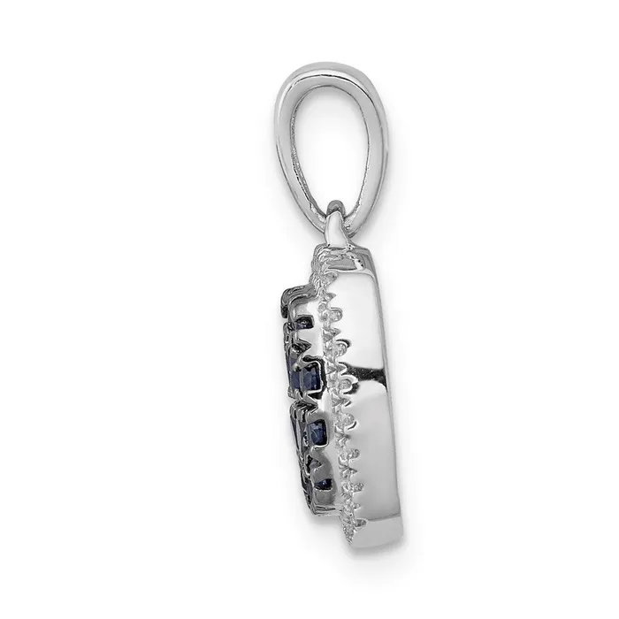 Goldia Necklaces 14k White Gold Real Diamond and Sapphire Square Halo Pendant