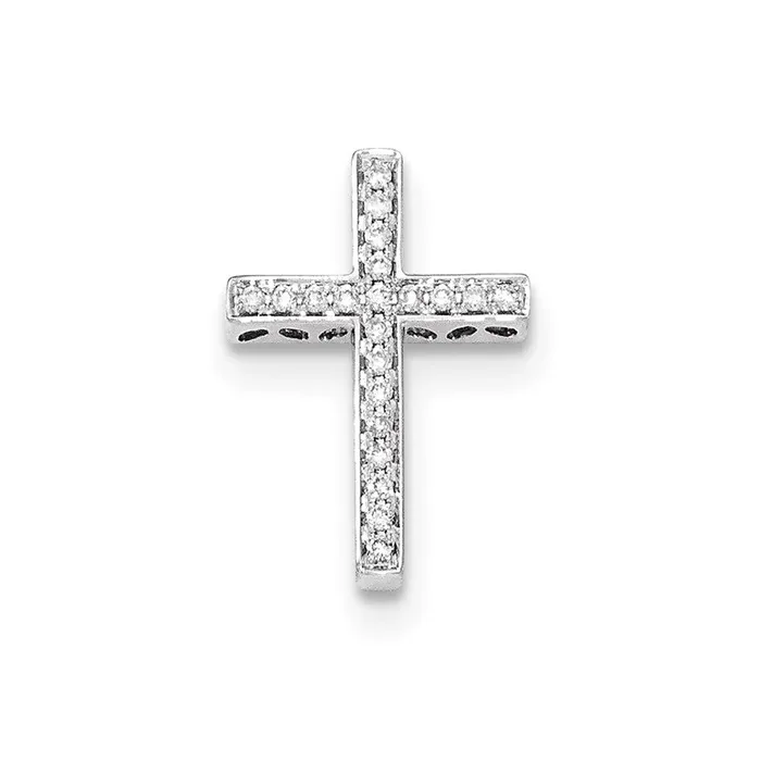 Goldia Necklaces 14k White Gold Real Diamond Cross Slide Pendant