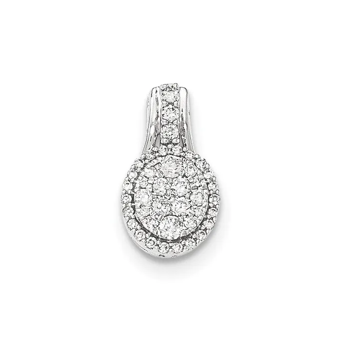 Goldia Necklaces 14k White Gold Real Diamond Polished Oval Pendant