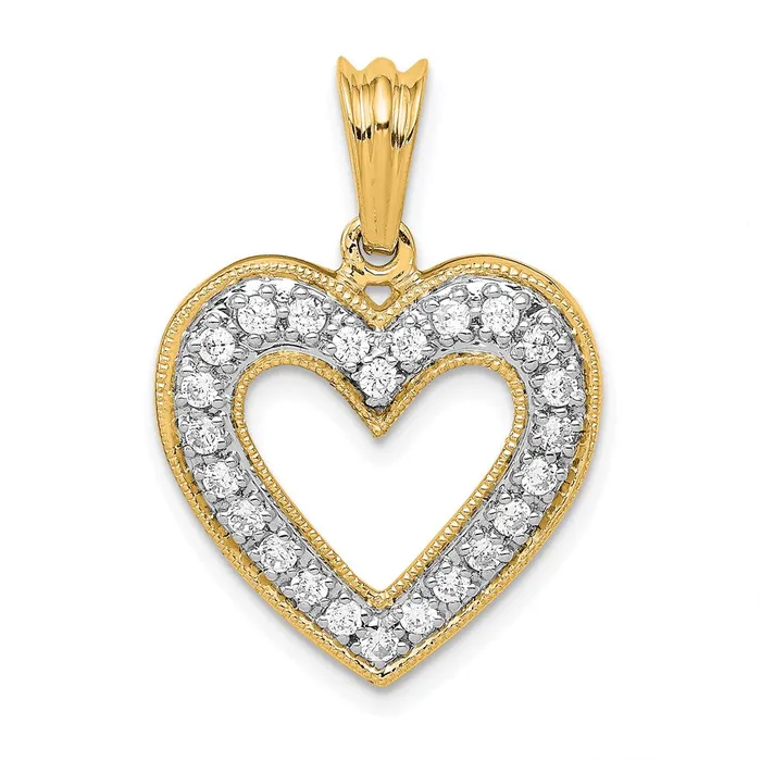 Goldia Necklaces 14K Yellow Gold 13ct Real Diamond Heart Pendant